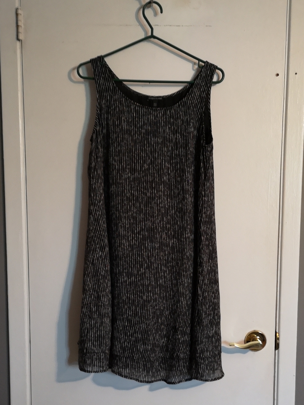 NWOT Eileen Fisher 100% Silk Sleeveless Dress with Lining Black & White (Small)